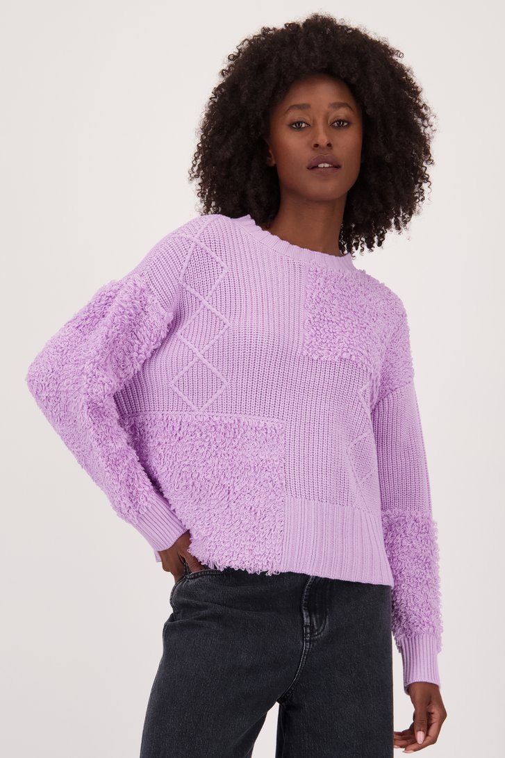 Pull lilas en mélange de points de Louise pour Femmes