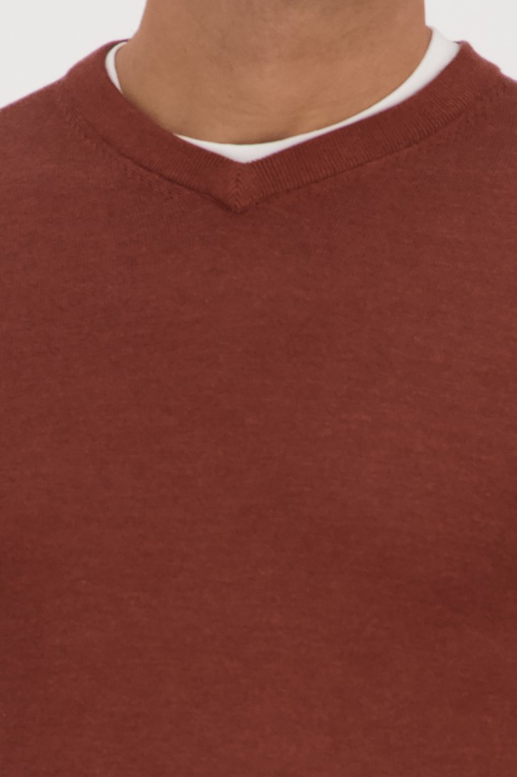 Pull marron avec col en V de Michaelis pour Hommes