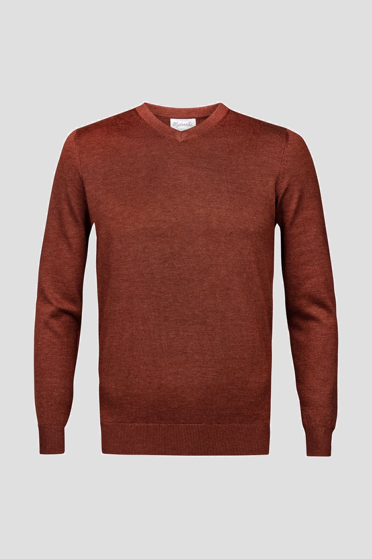 Pull marron avec col en V de Michaelis pour Hommes