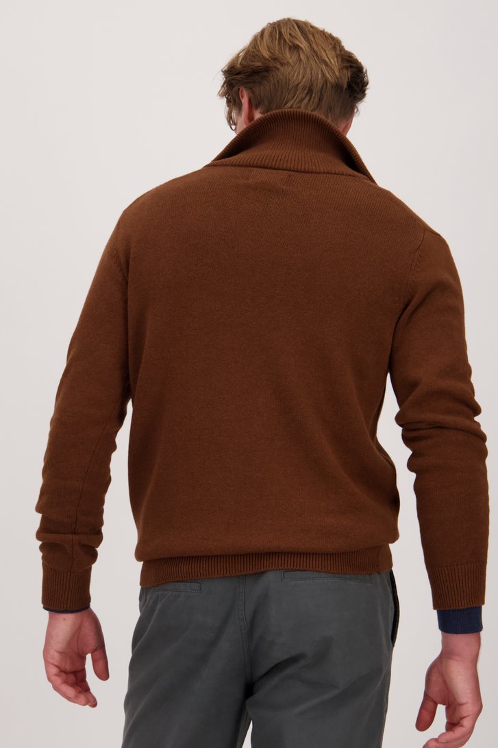 Pull marron avec col de Ravøtt pour Hommes