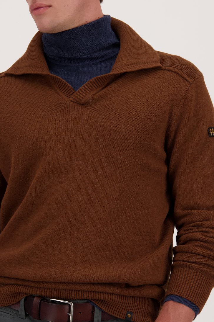 Pull marron avec col de Ravøtt pour Hommes