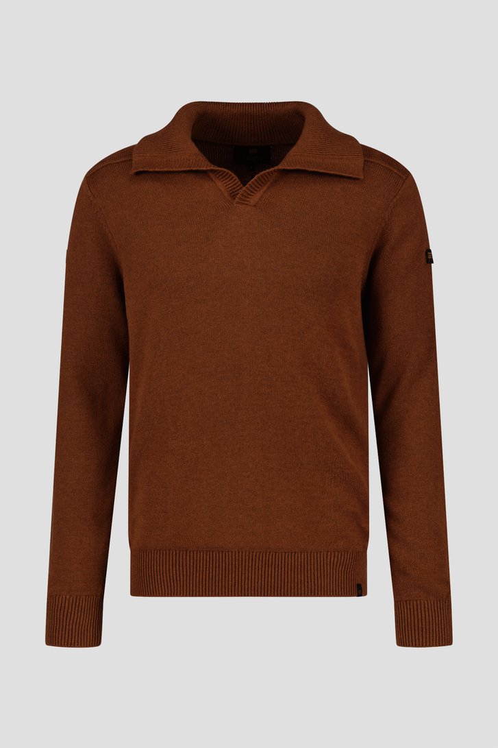 Pull marron avec col de Ravøtt pour Hommes