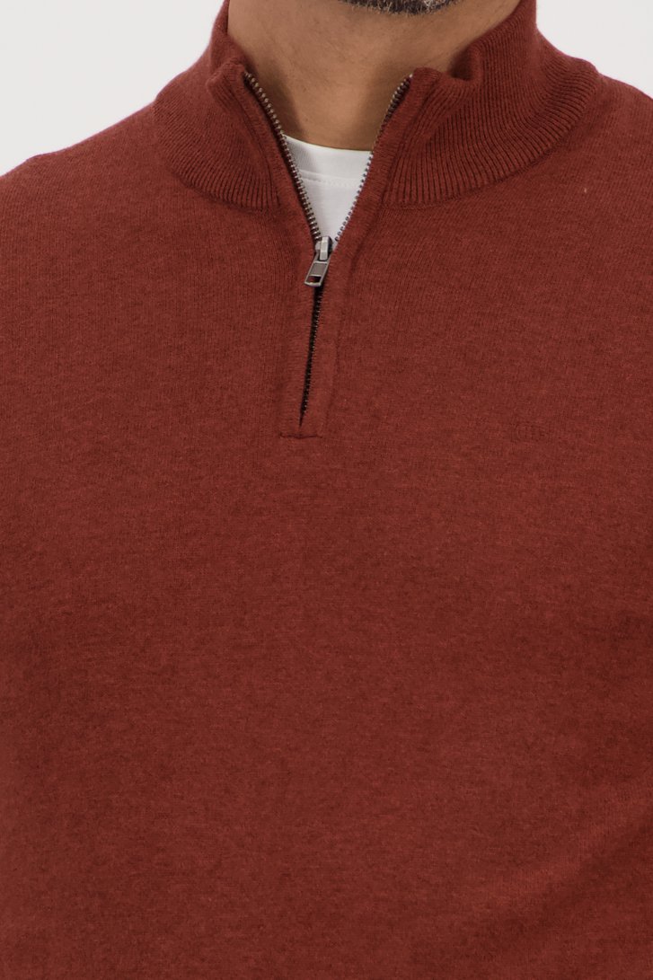 Détail de Pull marron avec fermeture éclair courte	 de Dansaert Blue pour Hommes