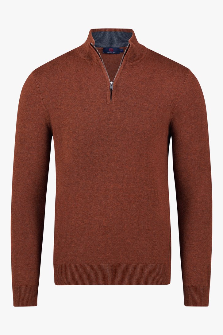 Photo produit 1 de Pull marron avec fermeture éclair courte	 de Dansaert Blue pour Hommes