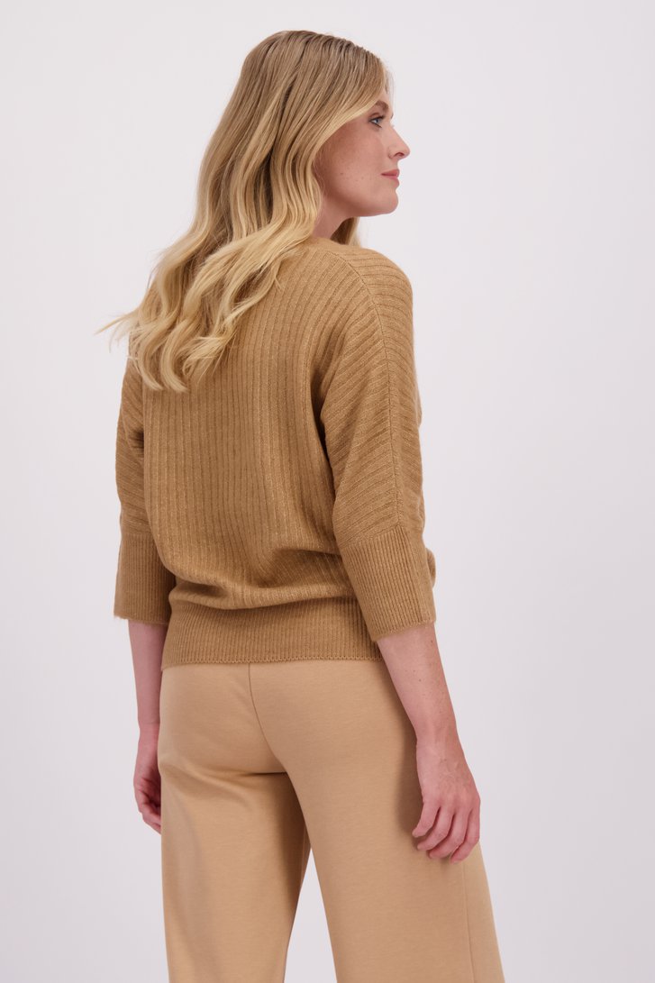 Le dos de Pull marron clair à manches trois-quarts de Libelle pour Femmes