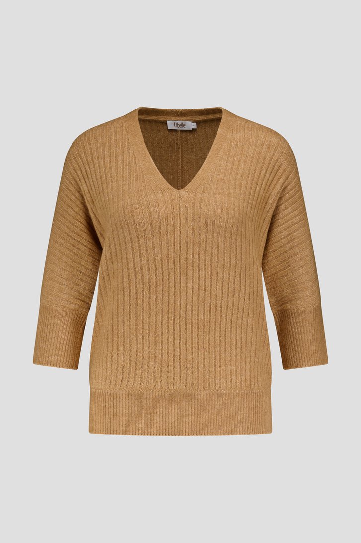 Photo produit 1 de Pull marron clair à manches trois-quarts de Libelle pour Femmes