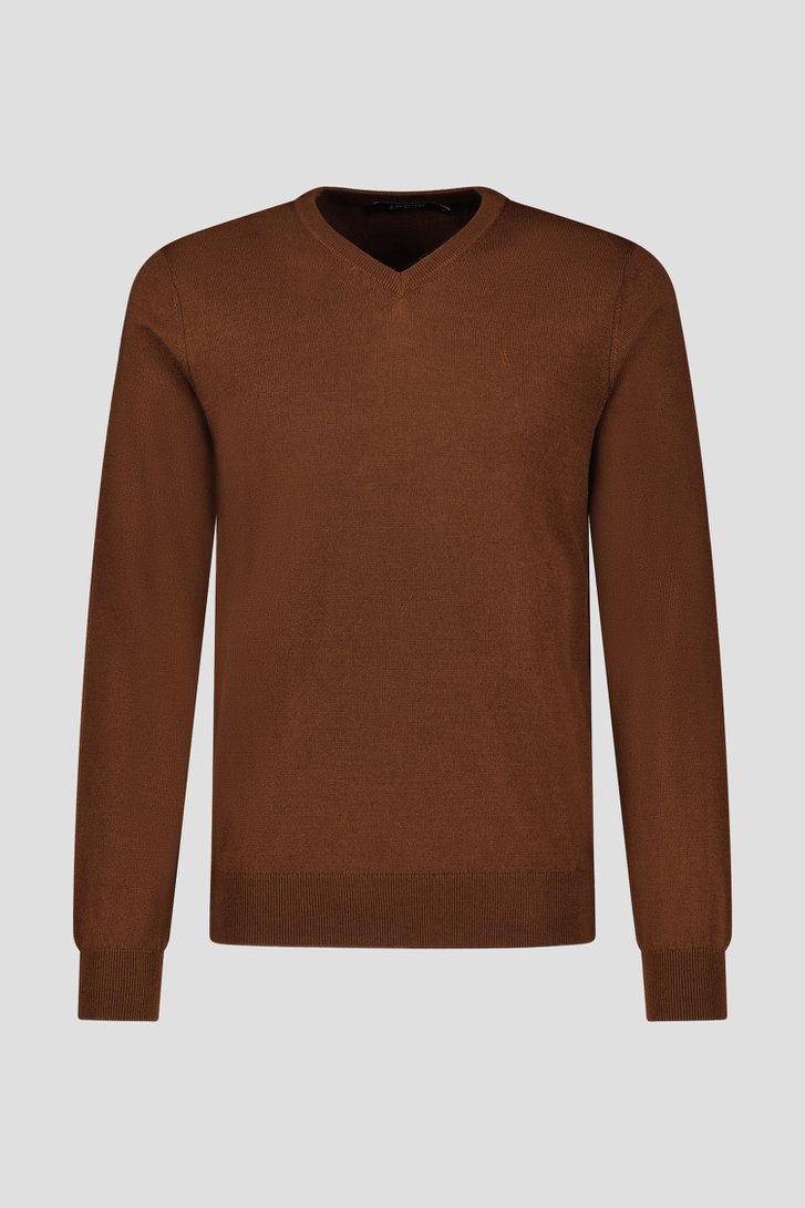 Pull marron fin avec col en V de Dansaert Black pour Hommes