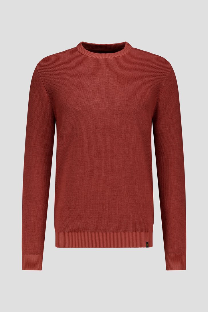 Photo produit 1 de Pull marron rouille à col rond de Ravøtt pour Hommes