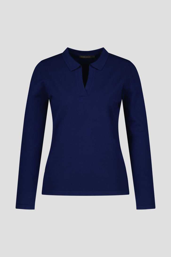 Pull met kraagje - donkerblauw van Claude Arielle voor Dames