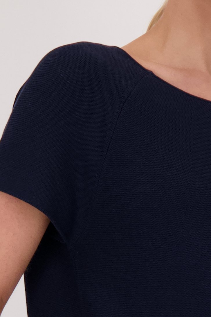 Pull navy tricot à manches courtes de Liberty Island pour Femmes