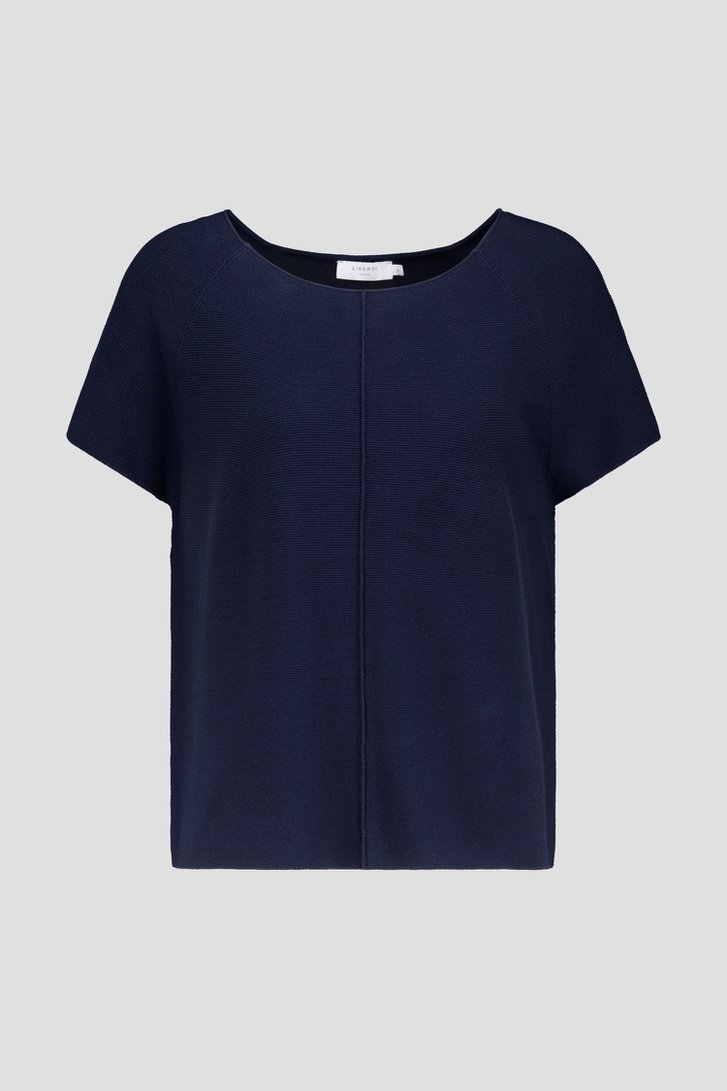 Pull navy tricot à manches courtes de Liberty Island pour Femmes