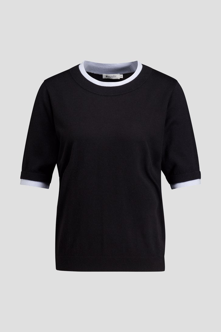 Photo produit 1 de Pull noir avec accents bleu clair de D'Auvry pour Femmes