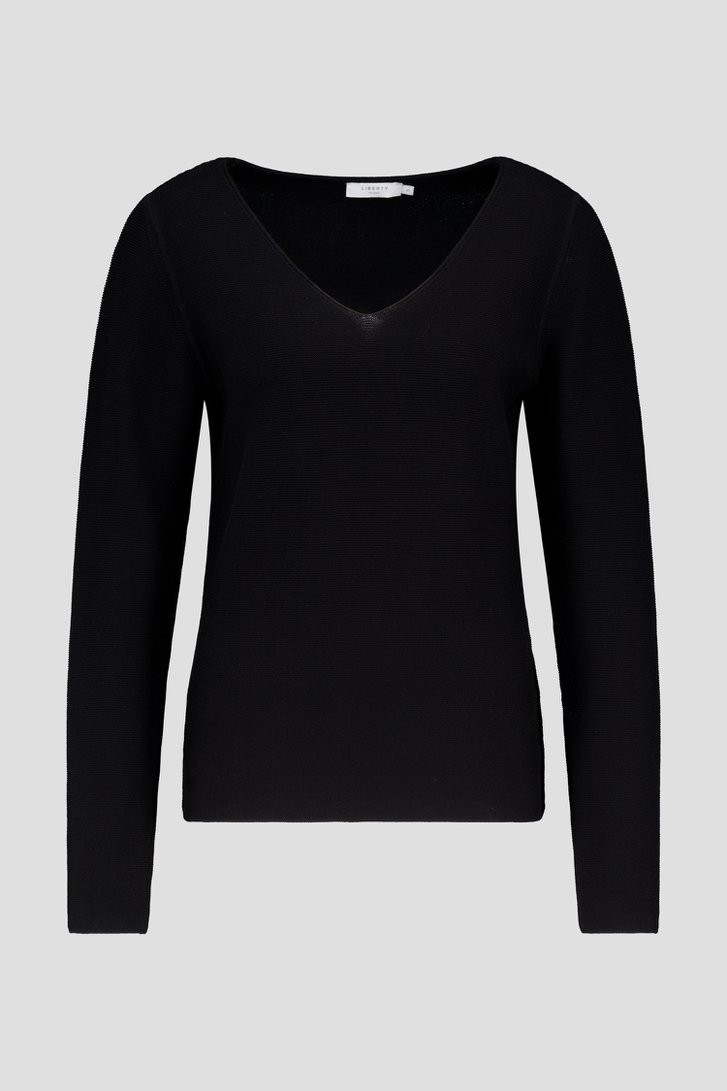 Pull noir avec col en V de Liberty Island pour Femmes