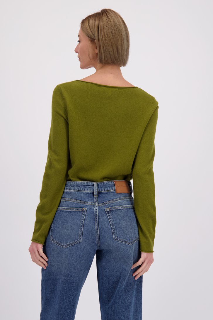 Le dos de Pull olive en tricot fin de Marc O'Polo pour Femmes