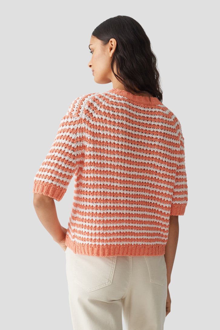 Pull orange avec blanc à manches mi-longues de Opus pour Femmes