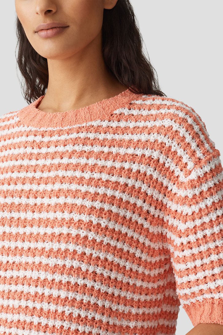 Pull orange avec blanc à manches mi-longues de Opus pour Femmes