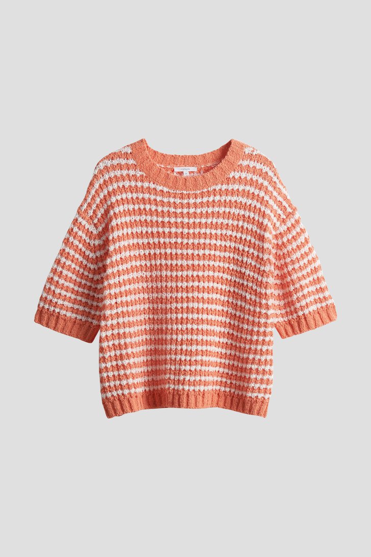 Pull orange avec blanc à manches mi-longues de Opus pour Femmes