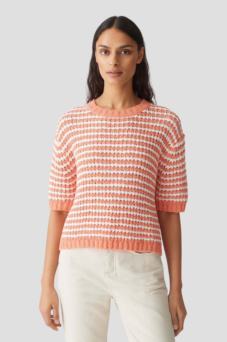 Pull orange avec blanc à manches mi-longues de Opus pour Femmes
