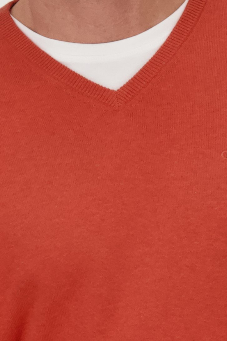 Pull orange avec col en V  de Dansaert Blue pour Hommes