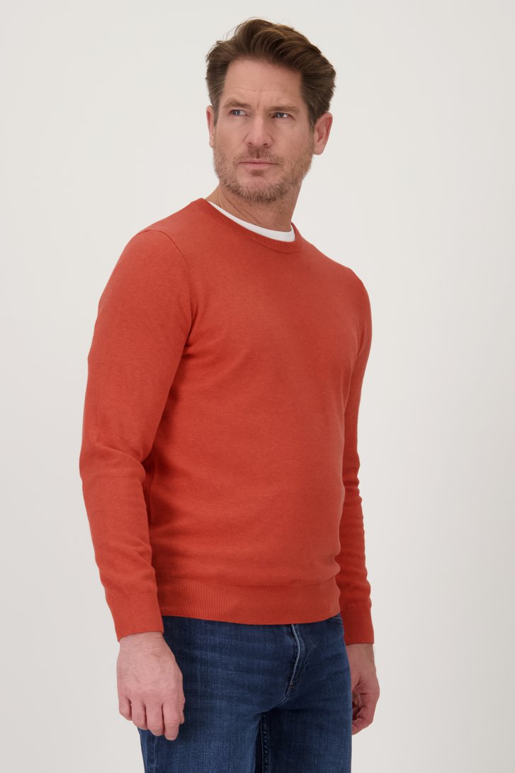 Pull orange rouille à col rond de Dansaert Blue pour Hommes