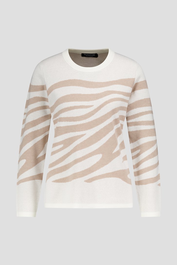 Pull-over écru à rayures beiges de Signature pour Femmes