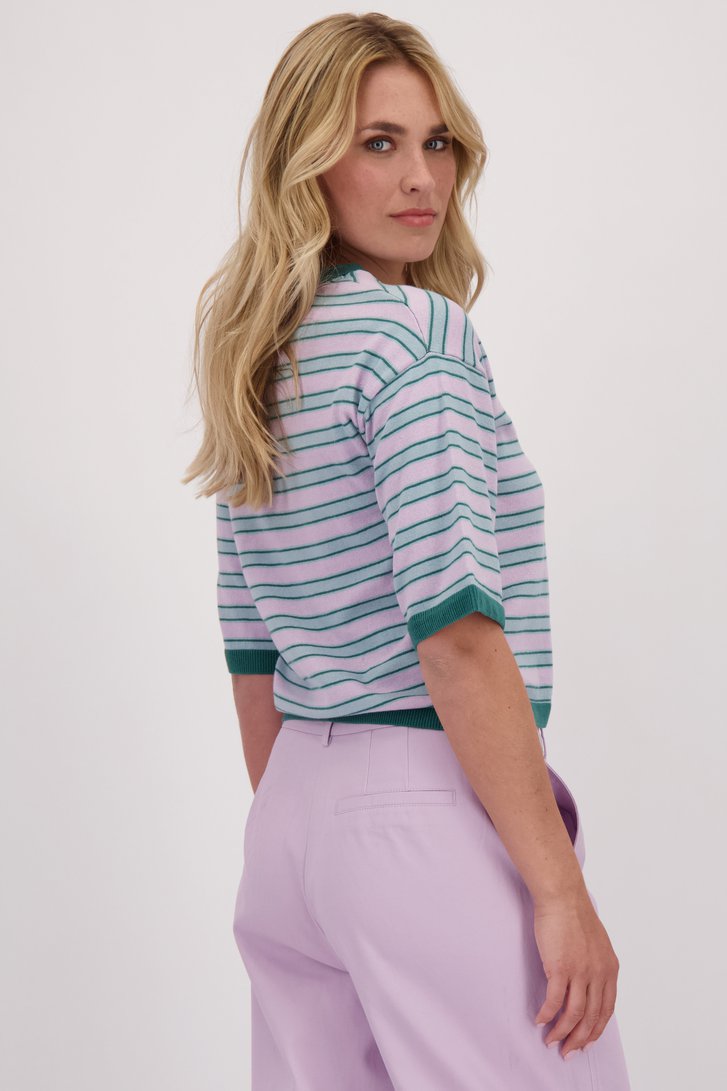 Le dos de Pull rayé à manches courtes de Libelle pour Femmes