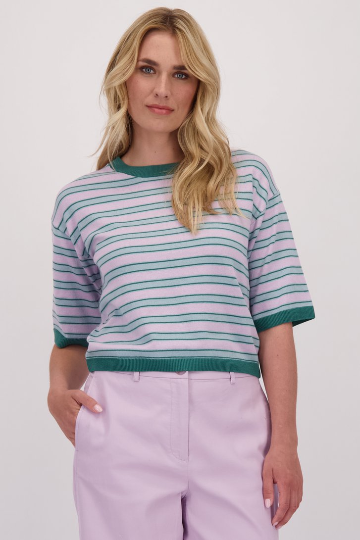 Le devant de Pull rayé à manches courtes de Libelle pour Femmes