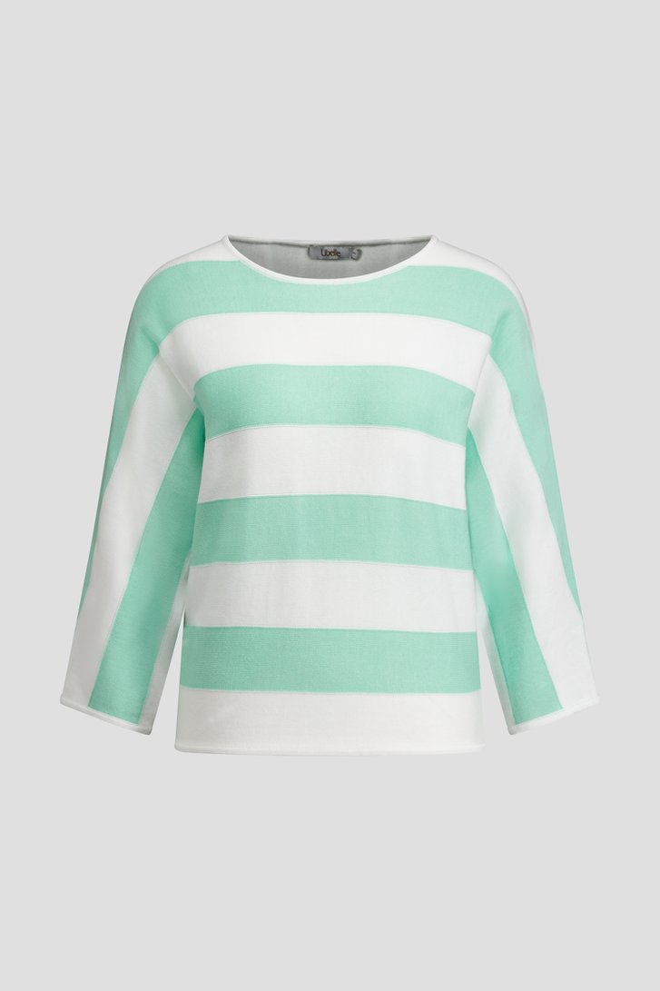 Photo produit 1 de Pull rayé blanc-vert de Libelle pour Femmes