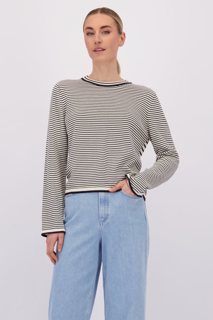 Le devant de Pull rayé bleu et blanc de Marc O'Polo pour Femmes