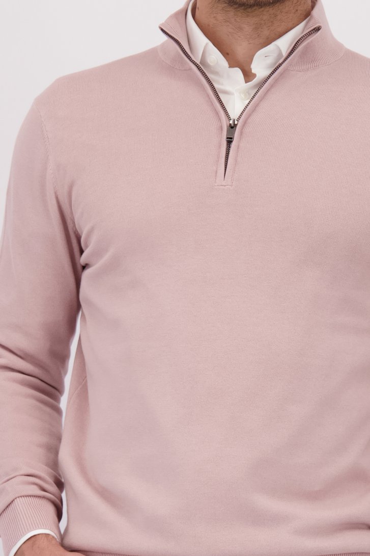 Détail de Pull rose à col zippé – Slim fit de Michaelis pour Hommes