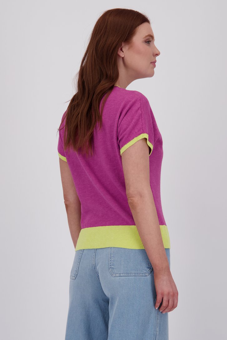 Pull rose aux accents vert lime de Libelle pour Femmes