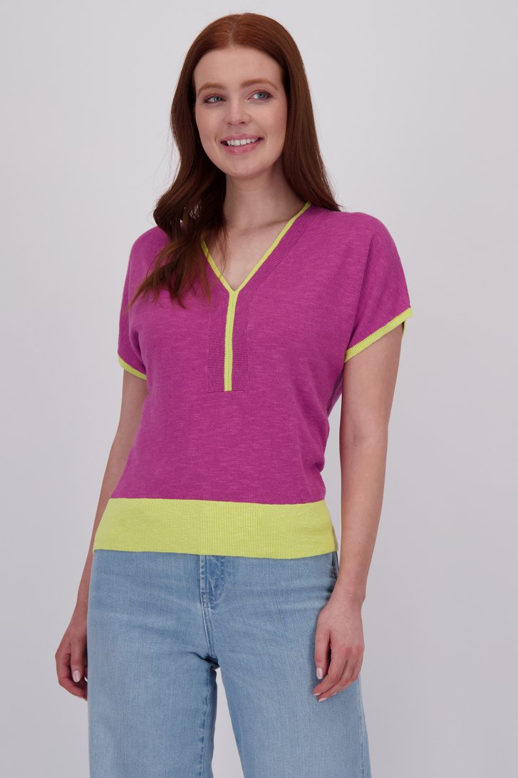 Pull rose aux accents vert lime de Libelle pour Femmes