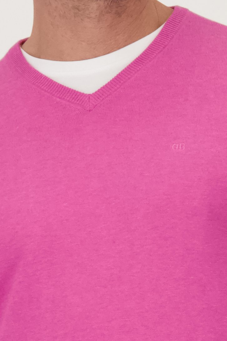 Pull rose avec col en V de Dansaert Blue pour Hommes