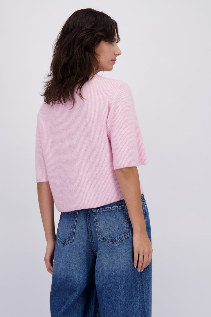 Le dos de Pull rose chiné avec laine de Pieces pour Femmes