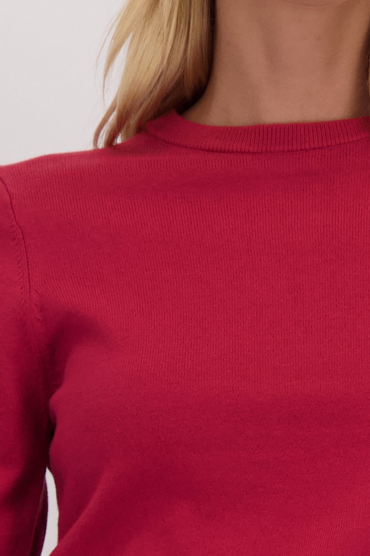 Détail de Pull rouge à col rond de Liberty Island pour Femmes