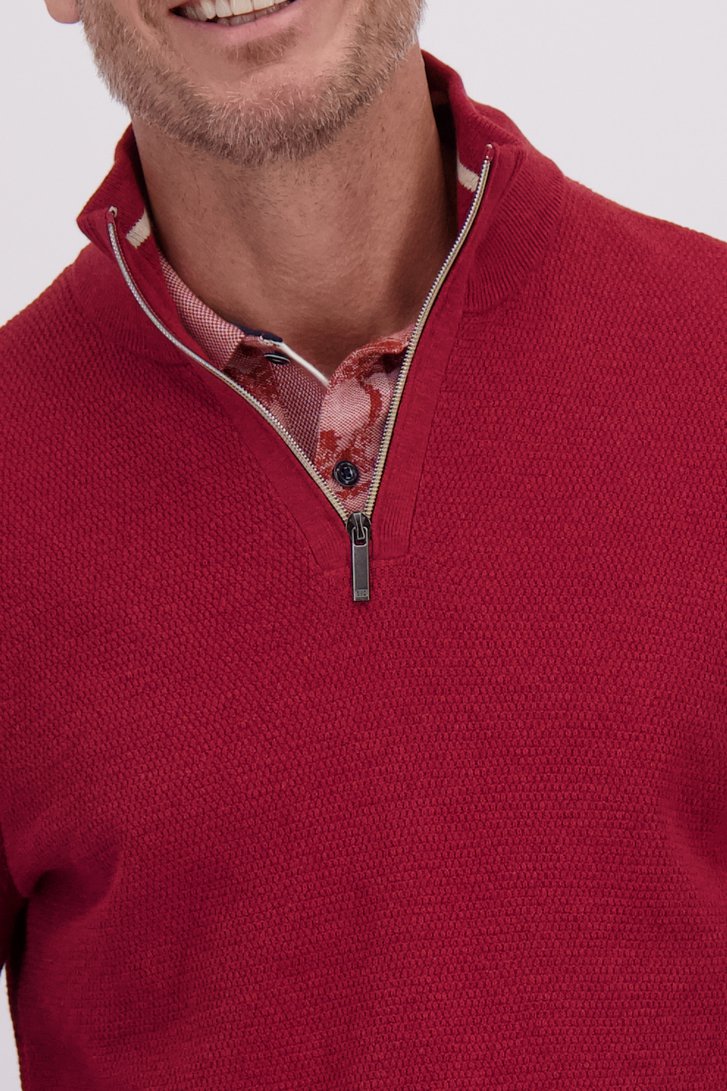 Détail de Pull rouge à col zippé de Dansaert Blue pour Hommes