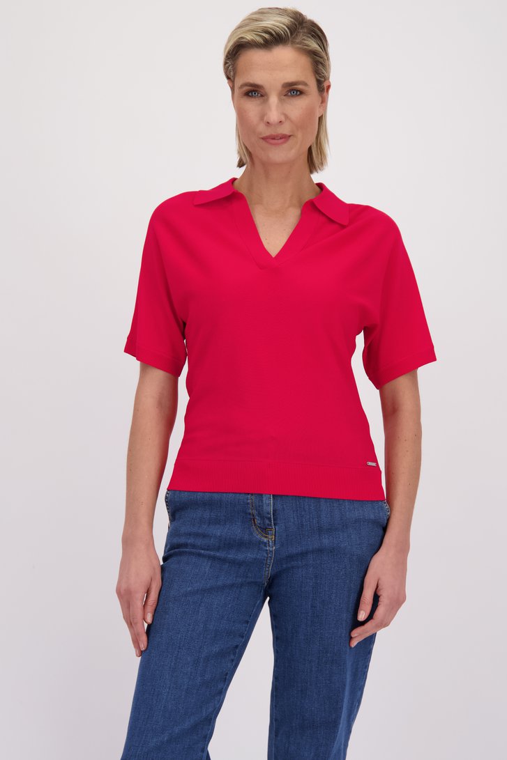 Le devant de Pull rouge à manches courtes de Claude Arielle pour Femmes