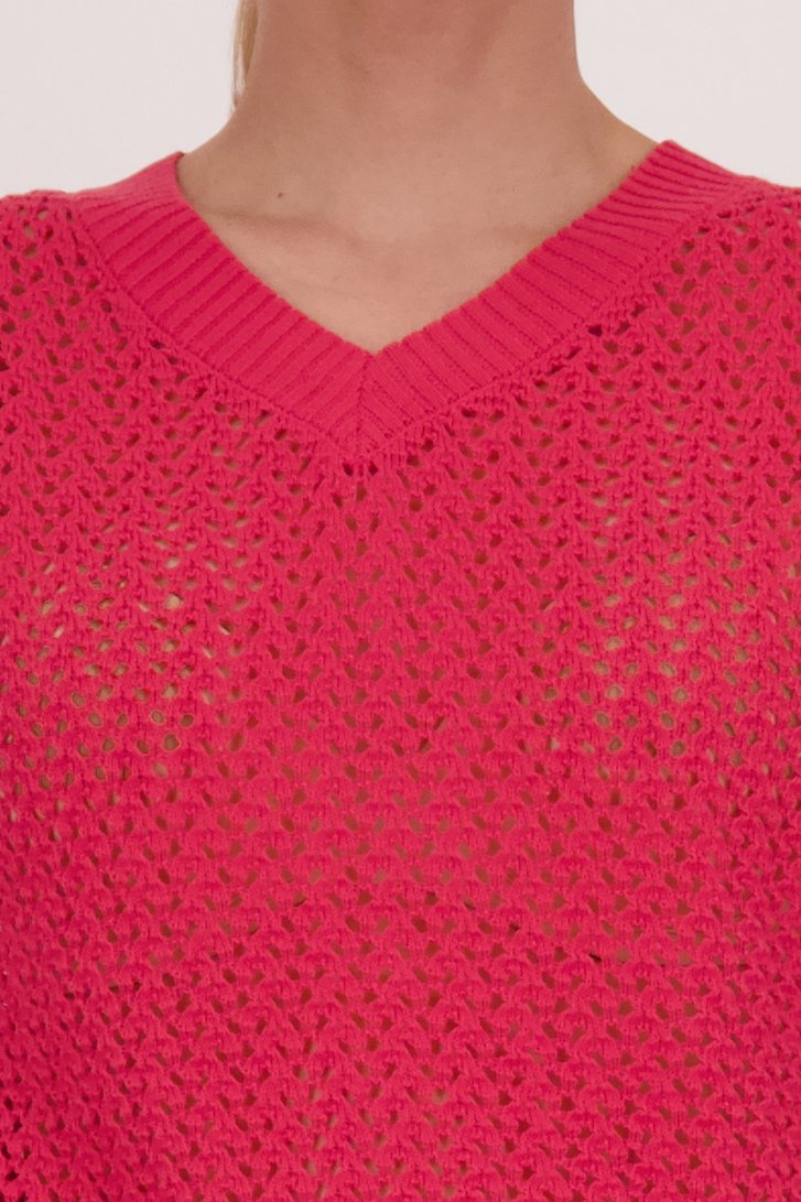 Pull rouge à motief ajouré et manches courtes de Liberty Island pour Femmes