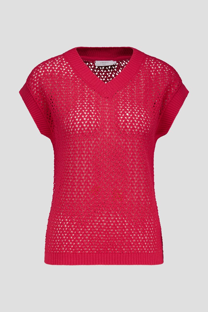 Pull rouge à motief ajouré et manches courtes de Liberty Island pour Femmes