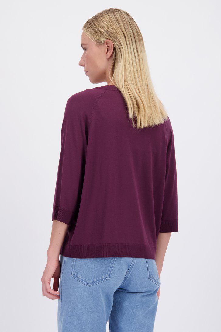 Le dos de Pull rouge bordeaux à manches 3/4 de D'Auvry pour Femmes