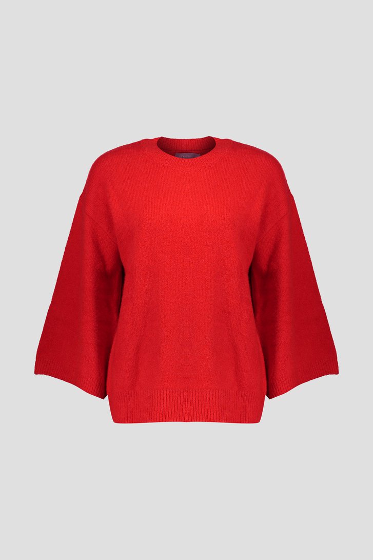 Pull rouge en maille à manches 3/4	 de Geisha pour Femmes