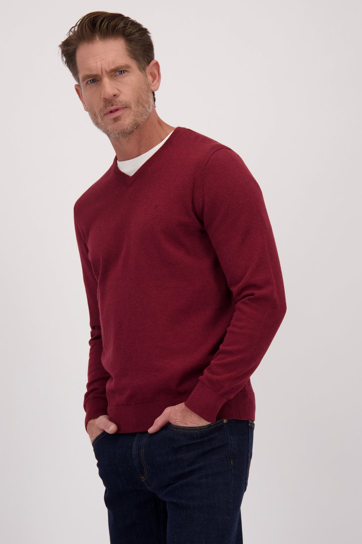 Le devant de Pull rouge foncé avec col en V de Dansaert Blue pour Hommes