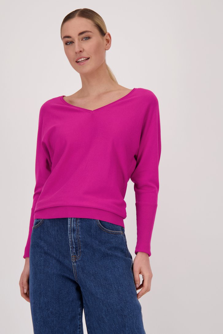 Pull rouge foncé avec col en V de Liberty Island pour Femmes