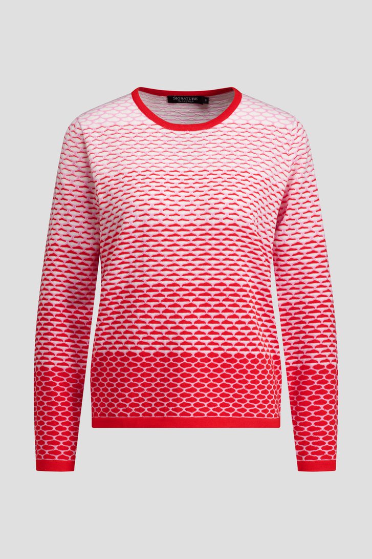 Photo produit 1 de Pull rouge-rose à col rond de Signature pour Femmes