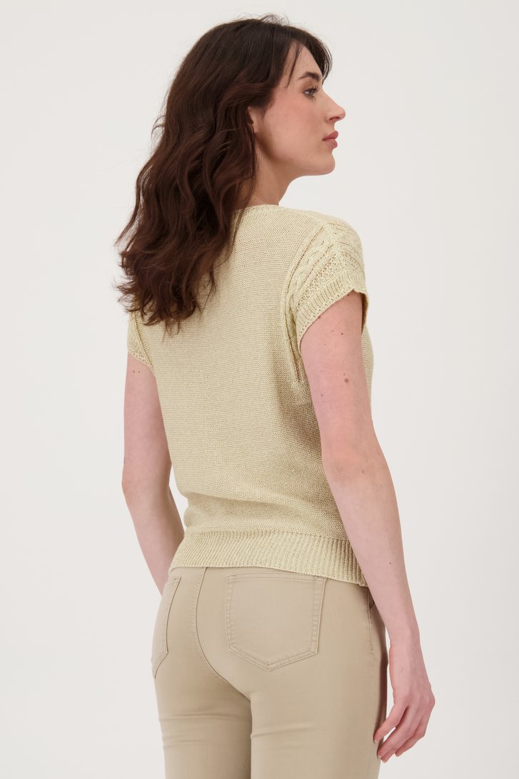 Pull sans manche beige avec paillettes dorées de Geisha pour Femmes