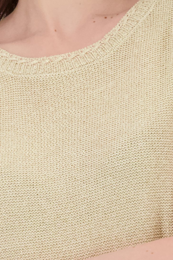 Pull sans manche beige avec paillettes dorées de Geisha pour Femmes