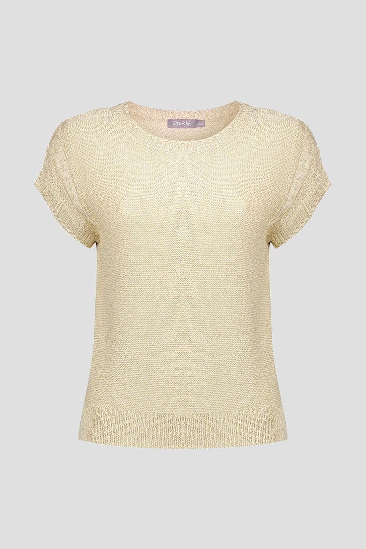 Pull sans manche beige avec paillettes dorées de Geisha pour Femmes