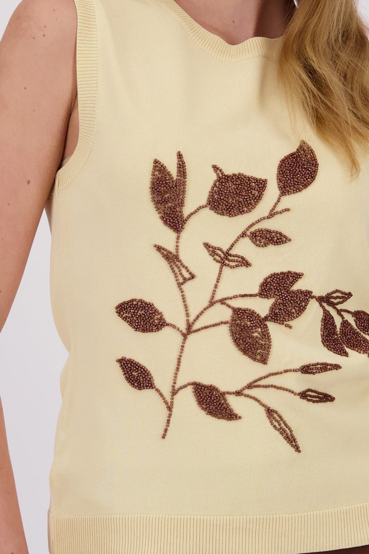 Pull sans manches beige clair avec boutons perlés de D'Auvry pour Femmes