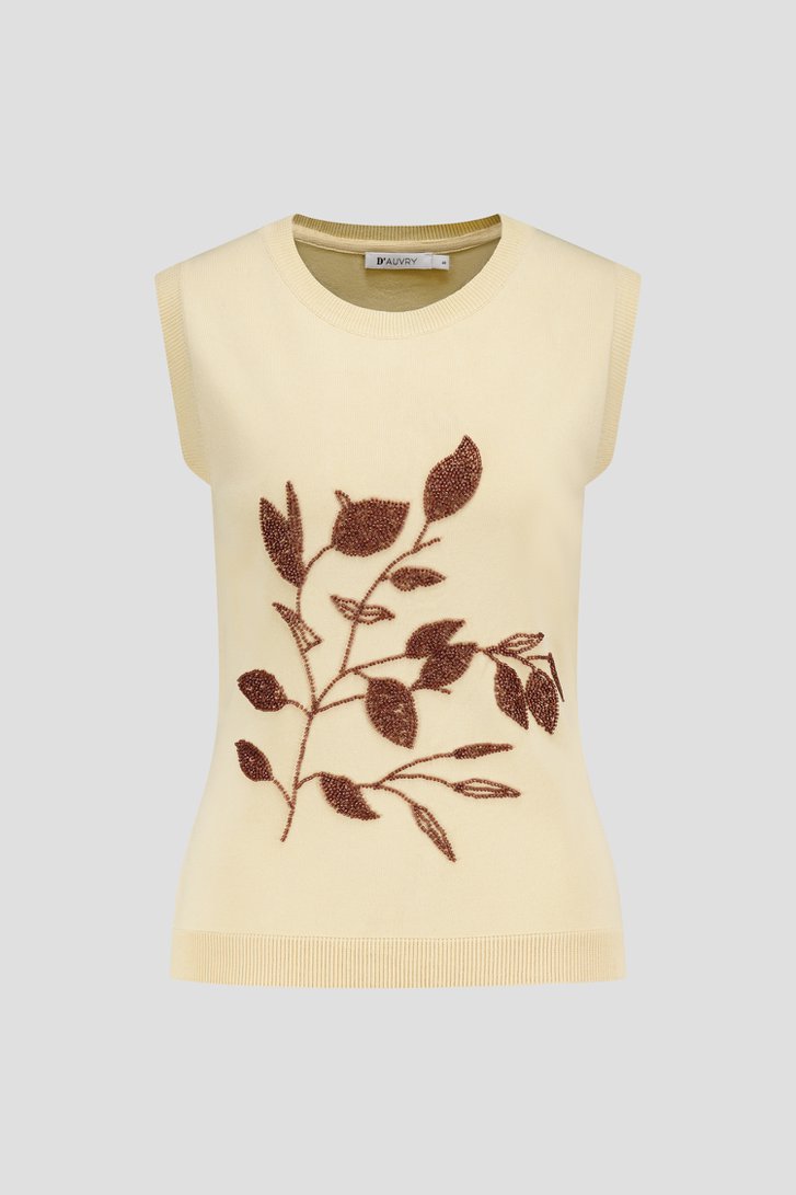 Pull sans manches beige clair avec boutons perlés de D'Auvry pour Femmes