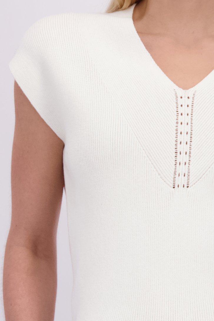 Détail de Pull sans manches blanc avec col en V  de Liberty Island pour Femmes